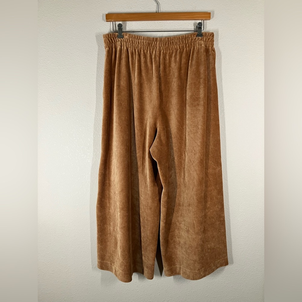 MADEWELL Wide Leg Cropped Pants XL Corduroy Velour Pull-On Academia Loungewear - Picture 11 of 12
